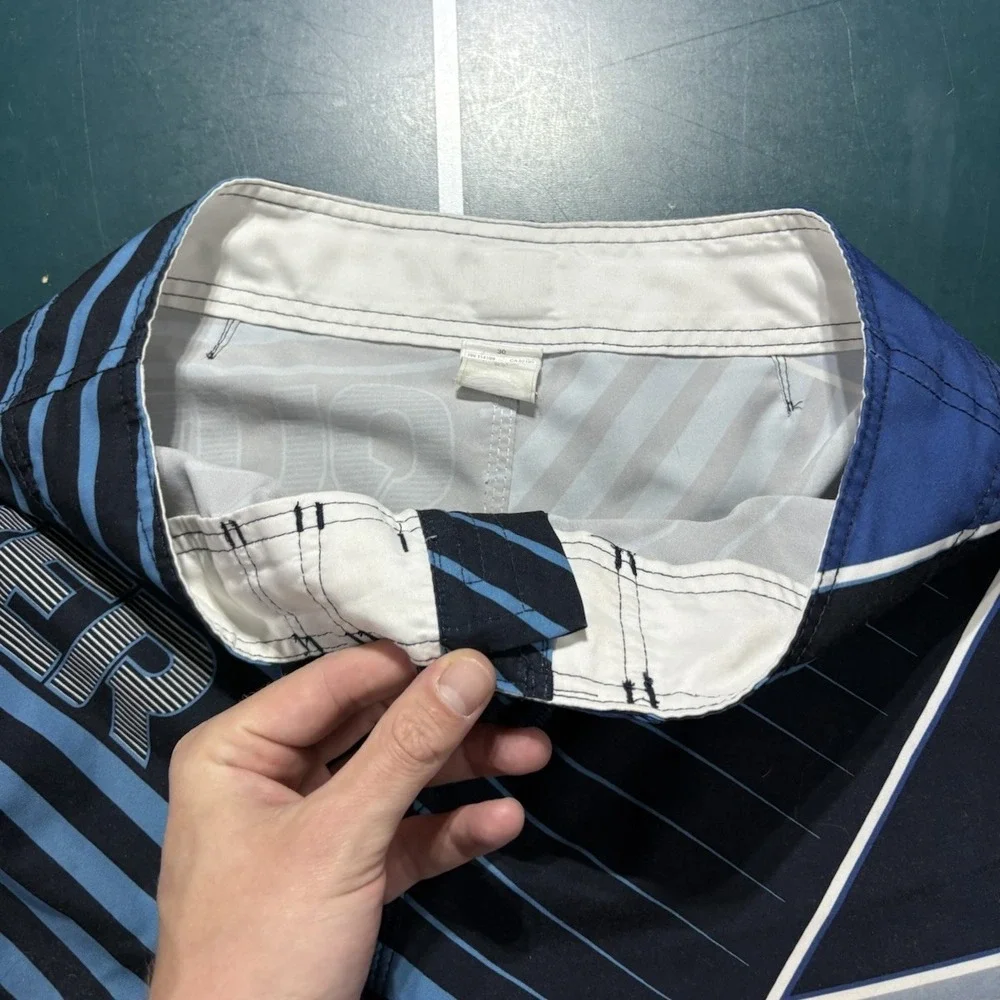 Vintage Quiksilver Board‎ Shorts Men's 30 blue Striped Spellout Surf Y2K RARE